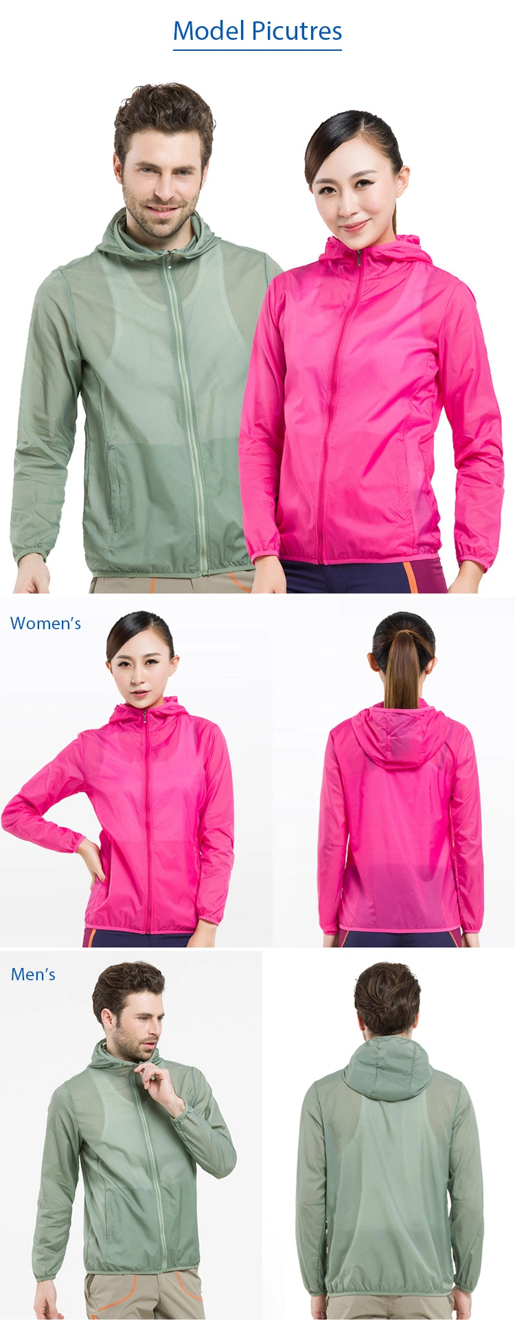 Wholesale Green Plus Size Running Wind Proof Woman Skin Coat