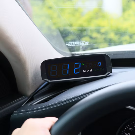 X100s Universal Car Hud Head up Display Autos Vehicle Safe Driving Over-Speed Warning Altitude Speedometer Device Blue