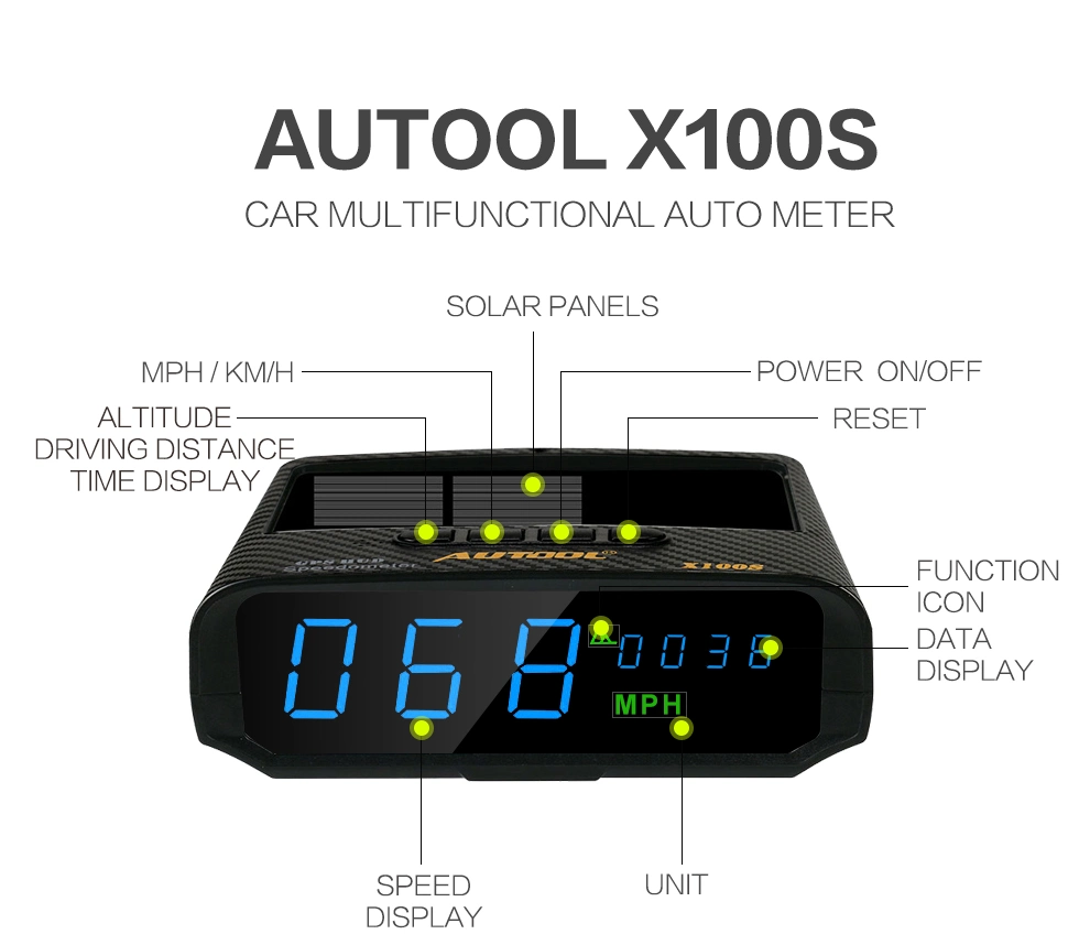 X100s Universal Car Hud Head up Display Autos Vehicle Safe Driving Over-Speed Warning Altitude Speedometer Device Blue